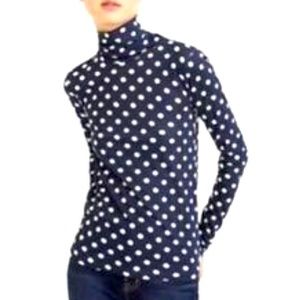 J. Crew Navy Polka Dot Long Sleeve Tee